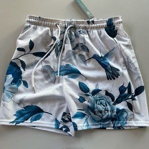 Kinetic Kings Blue Floral Mesh Shorts | Size Medium